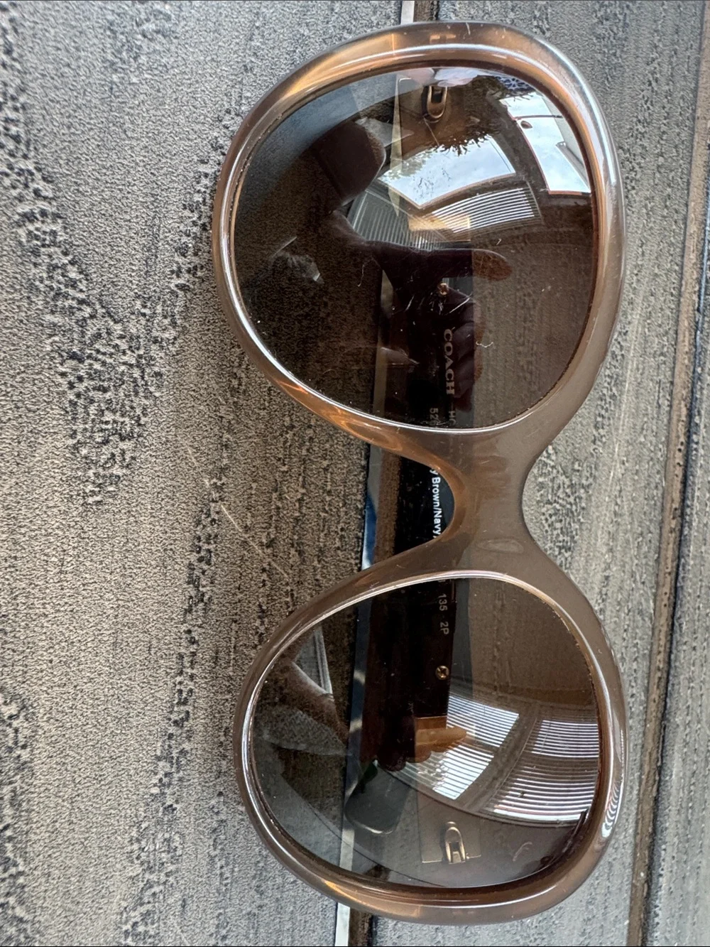 Coach Brown Round Oversized Sunglasses L094 Carter 5260T5 milky brown/navy - Picture 6 of 7